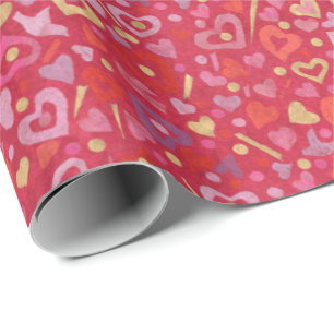 Hearts Love Valentines Paper Collage Pattern Red