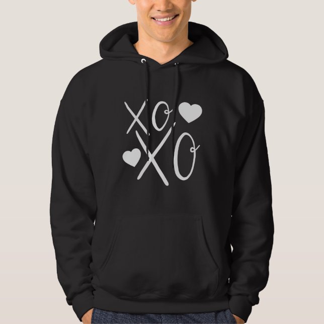 Hearts Love Xoxo white Hearts Valentine's Day Hoodie (Front)