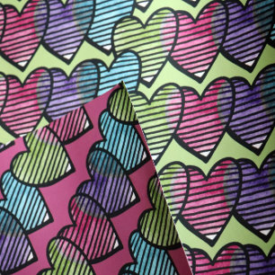 Hearts lovers cute retro valentine's day           wrapping paper sheet