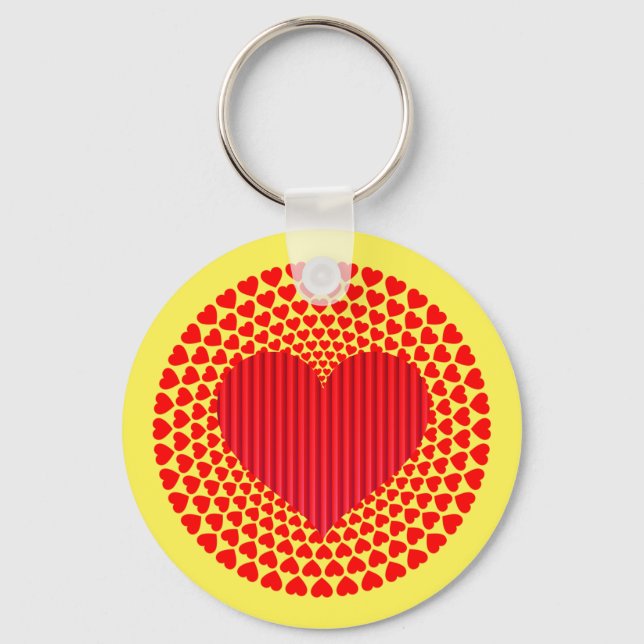 Hearts Mandala Design-25870 Key Ring (Front)