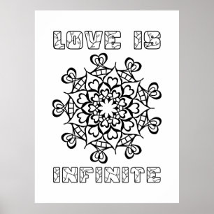 Hearts Mandala - Love Is Infinite - Large Colourin Poster