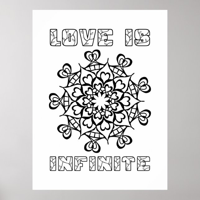 Hearts Mandala - Love Is Infinite - Large Colourin Poster (Front)