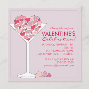 Hearts Martini Valentines Day Party Invitation