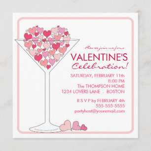 Hearts Martini Valentines Day Party Invitation