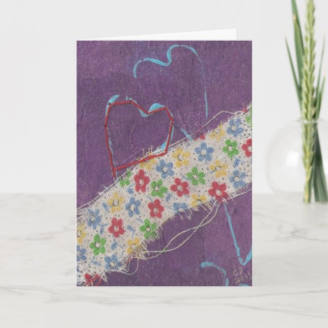 Hearts Mixed Media Collage, birthday Card (Front)