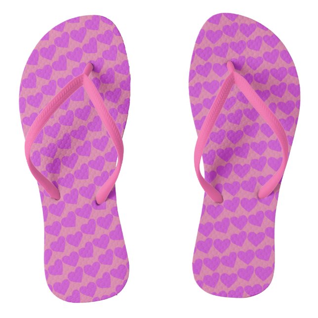 HEARTS Modern Groovy Love Friendship Valentines Flip Flops (Footbed)