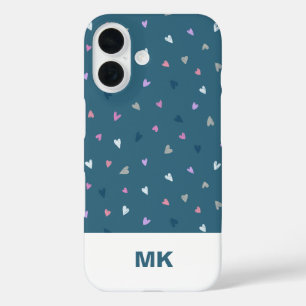 Hearts Modern Monogram iPhone Case