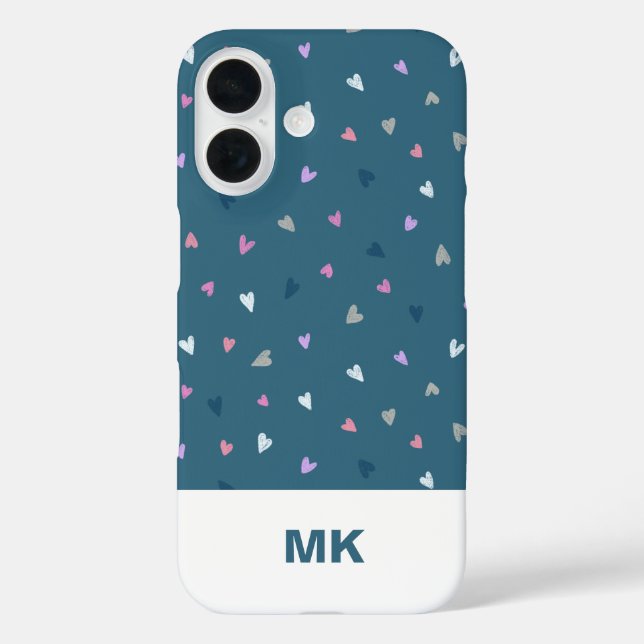 Hearts Modern Monogram iPhone Case (Back)