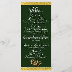 Hearts & Monogram - Emerald/Gold Wedding Menu