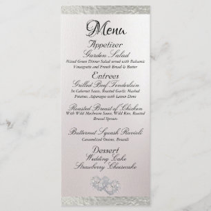 Hearts & Monogram - White/Silver Wedding Menu