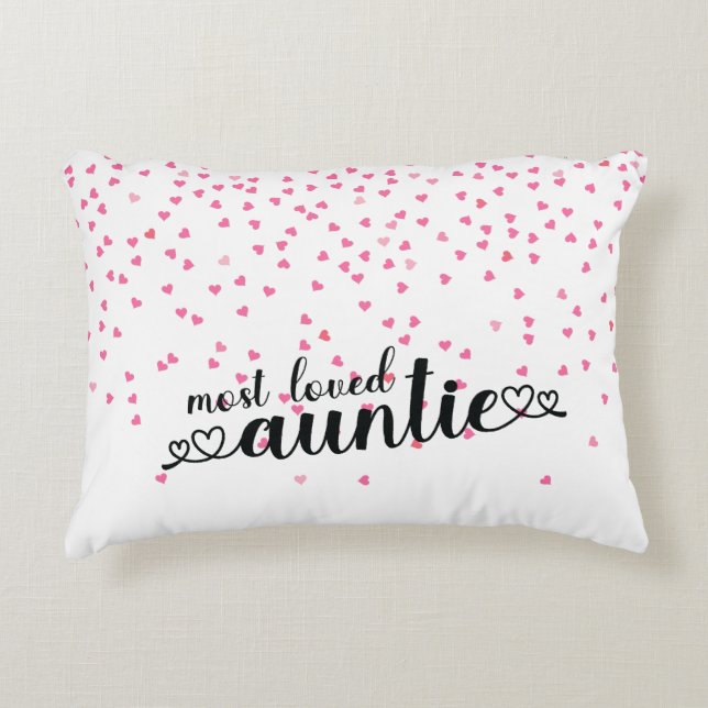 Hearts Most Loved Auntie Decorative Cushion (Front)
