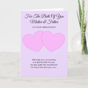 Hearts Mother And Father Personalised Anniversary Card