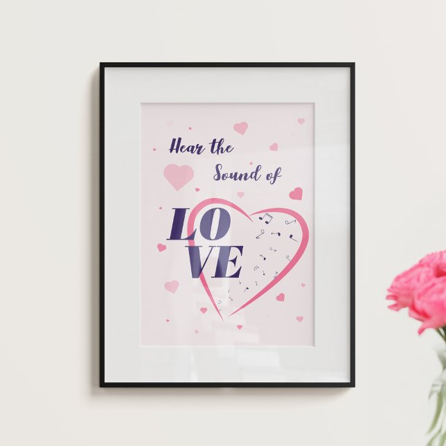 Hearts, music notes and typography illustration. poster (Creator Uploaded)