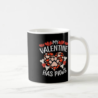 Hearts My Valentine Has Paws Valentines Day Dog Pu Coffee Mug