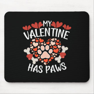 Hearts My Valentine Has Paws Valentines Day Dog Pu Mouse Mat