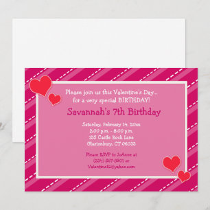 Hearts n Dashes Valentines Day Birthday Invitation