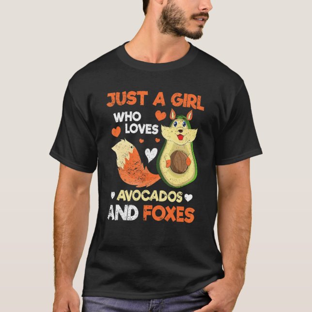 Hearts Nature Animal  Girls Women Cute Avocado Fox T-Shirt (Front)