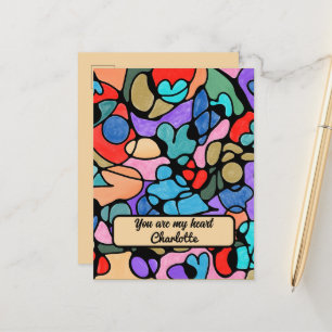 HEARTS NEUROGRAPHIC DIGITAL WATERCOLORS ANNOUNCEMENT POSTCARD