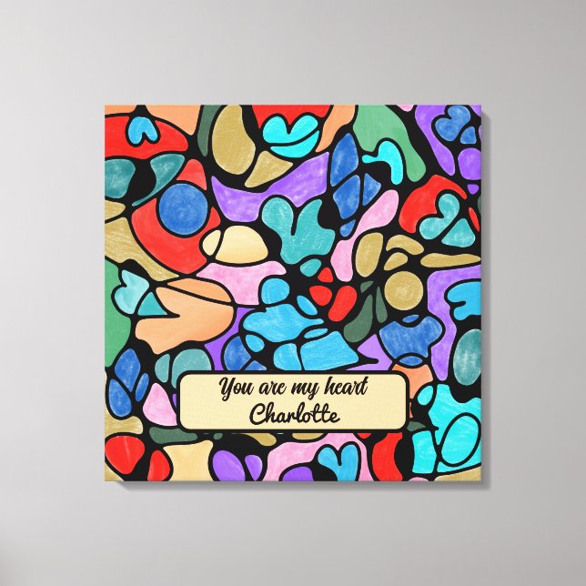 HEARTS NEUROGRAPHIC DIGITAL WATERCOLORS CANVAS PRINT (Front)