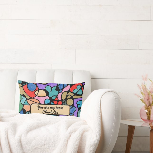 HEARTS NEUROGRAPHIC DIGITAL WATERCOLORS LUMBAR CUSHION (Couch)