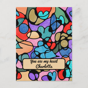 HEARTS NEUROGRAPHIC DIGITAL WATERCOLORS POSTCARD