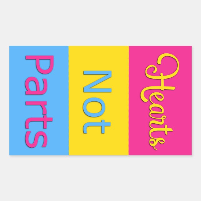 Hearts Not Parts Pansexual Pride Sticker (Front)