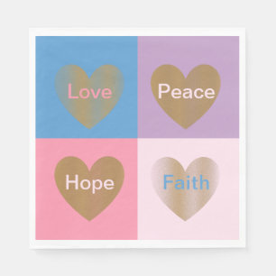 Hearts of Faith Love Hope Peace Paper Napkins