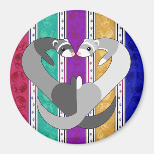 Hearts of Ferret Rainbow Magnet