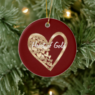 Hearts of Gold Ceramic Tree Decoration