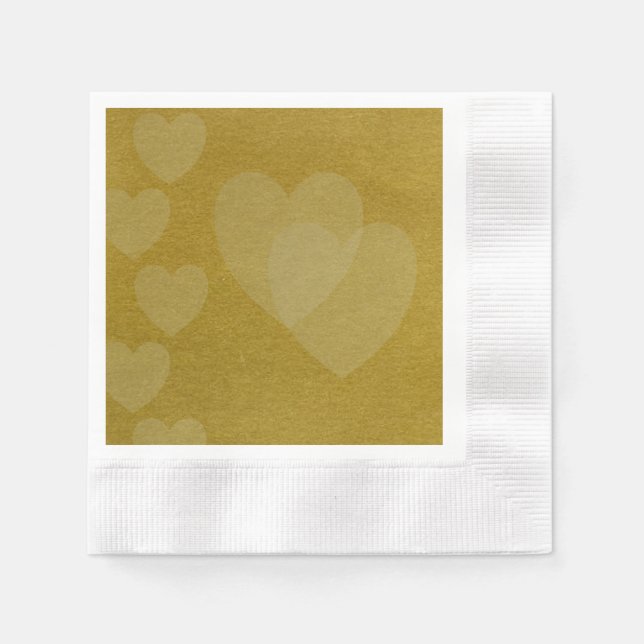 Hearts of Gold Paper Napkins (Front)
