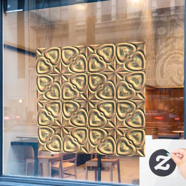 Hearts of Gold Window Cling (Cafe Window)