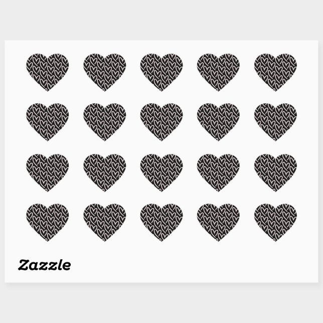 Hearts of Hearts Pink with Black  Background Heart Sticker (Sheet)