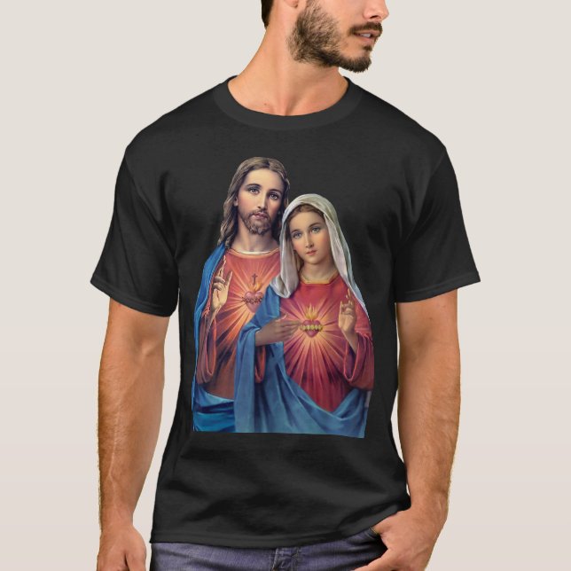 Hearts of Jesus and Mary very close together T-Shirt (Front)