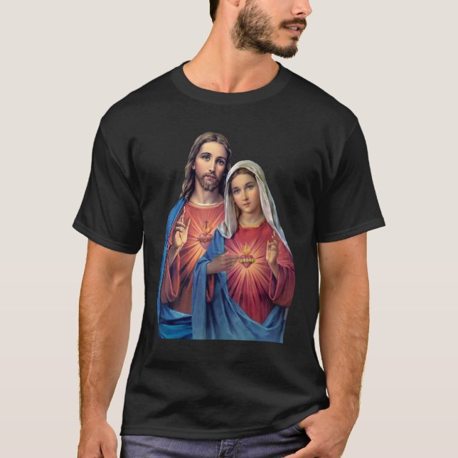 Hearts of Jesus and Mary very close together (Twin T-Shirt (Front)