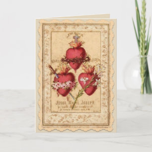 Hearts of Jesus, Mary, & Joseph Card