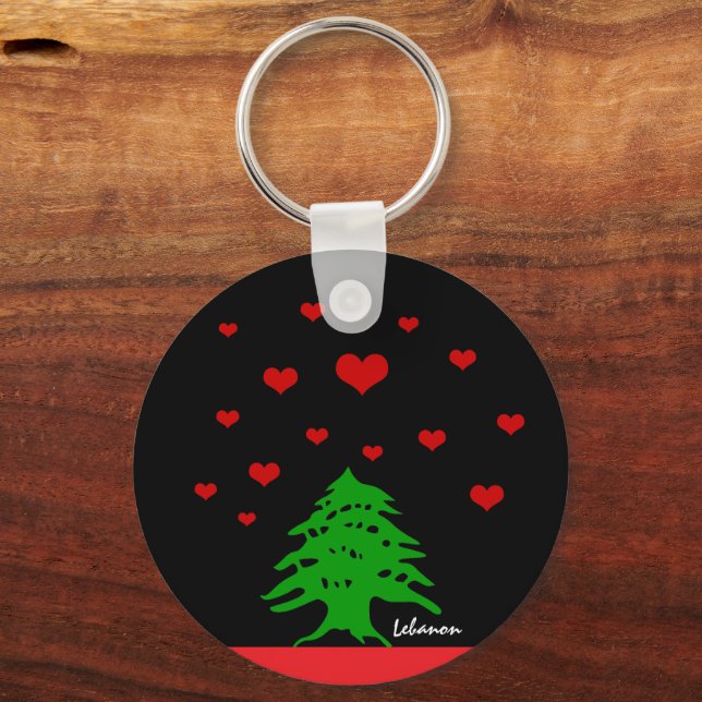 Hearts of Lebanon & Lebanese flag fashion / Love Key Ring (Front)