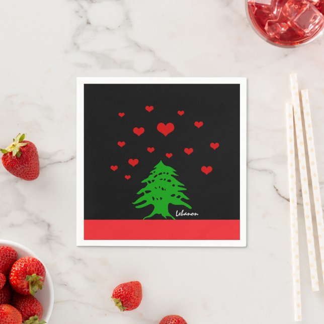 Hearts of Lebanon & Lebanese flag fashion / Love Napkin (Insitu)