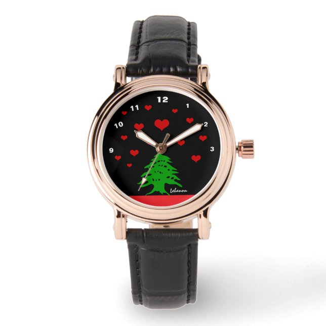 Hearts of Lebanon & Lebanese flag fashion / Love Watch (Front)