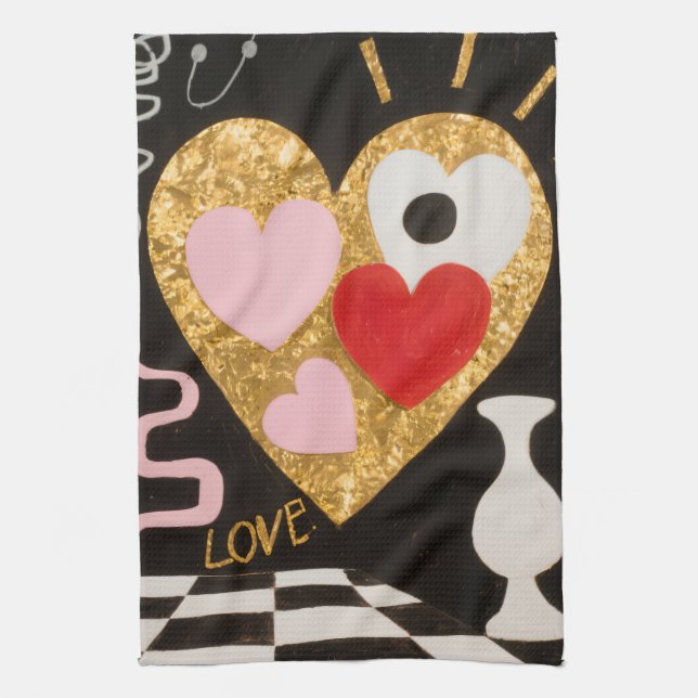 Hearts of Love Tea Towel (Vertical)