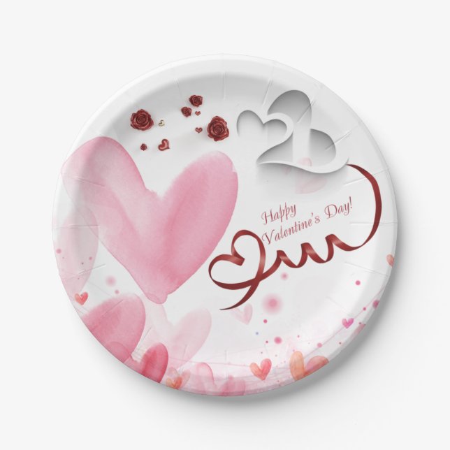 hearts of Saint Valentine Paper Plate (Front)
