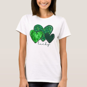 Hearts Of Shamrock Irish Patrick's Day Leopard T-Shirt
