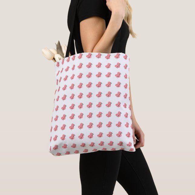 Hearts of Yarn & Knitting Needles Crafts Print Tote Bag (Close Up)