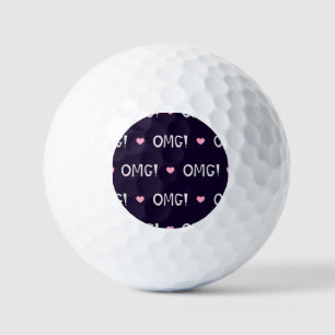 Hearts, OMG text, cute pattern Golf Balls