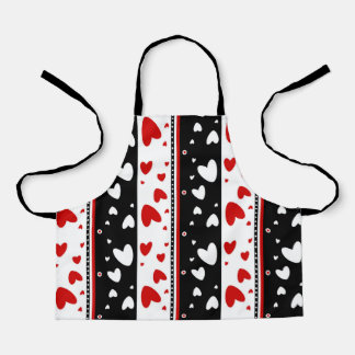 Hearts on a black and white background Apron