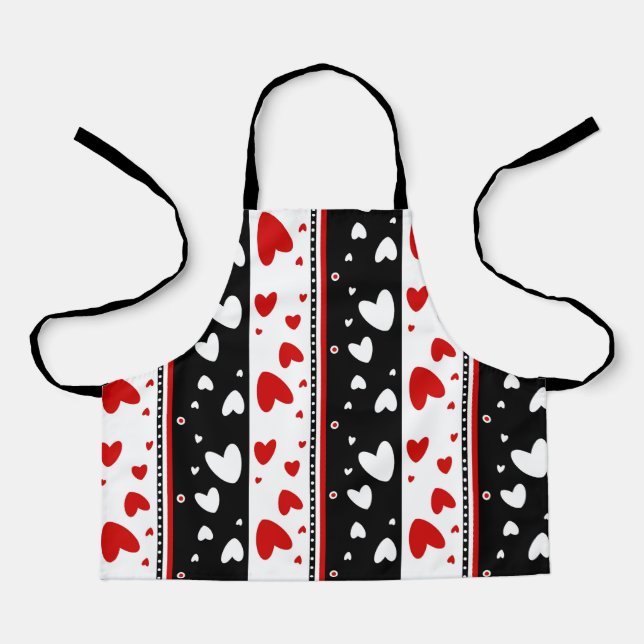  Hearts on a black and white background Apron (Front)