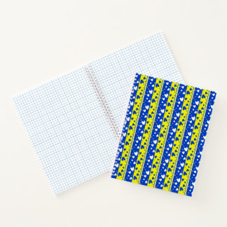 Hearts on a blue and yellow background notebook