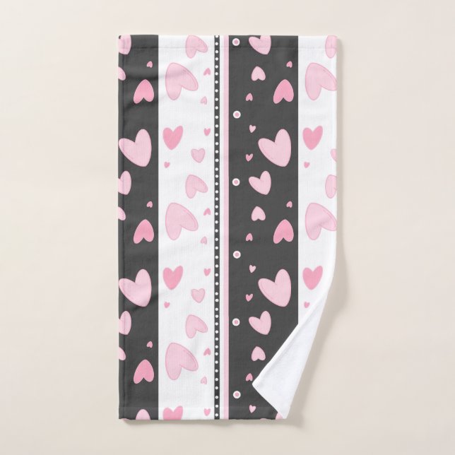  Hearts on a grey and white background Hand Towel (Hand Towel)