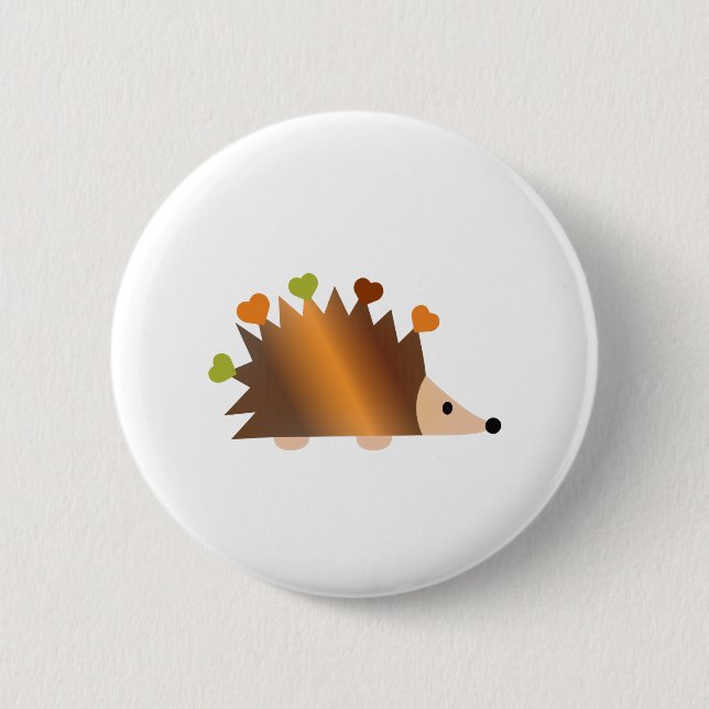 Hearts on a Hedgehog 6 Cm Round Badge (Front)