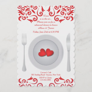 Hearts on a Plate Rehearsal Dinner Invitation