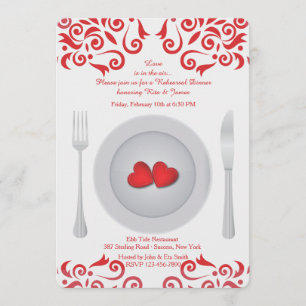 Hearts on a Plate Rehearsal Dinner Invitation